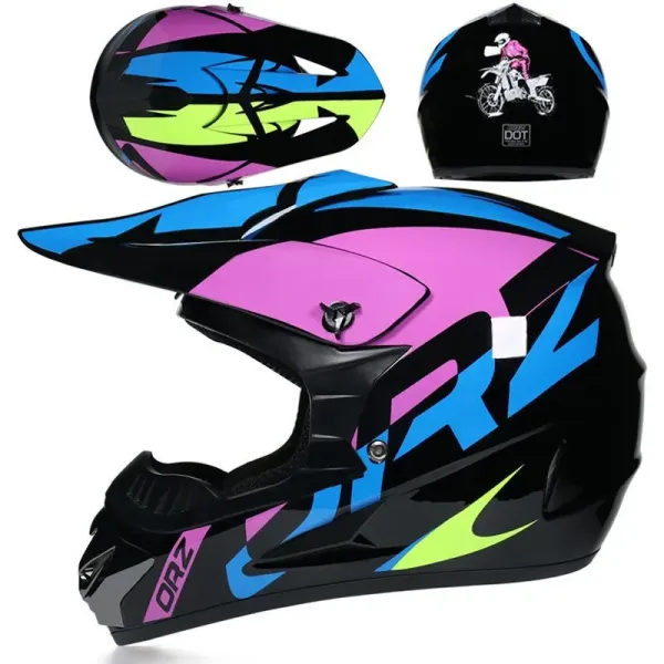 Design ORZ Motocross Helmet Multicolor Full-Face Off-Road Helmet Accessories - 1