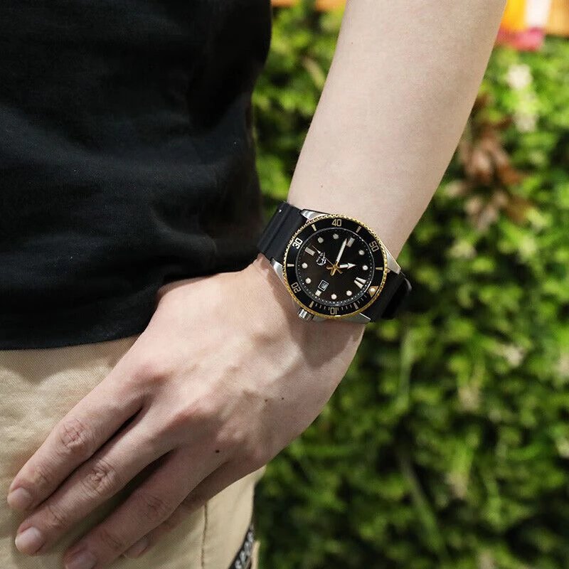 Casio Dive Watch Black and Gold Quartz Watch Watches - 9