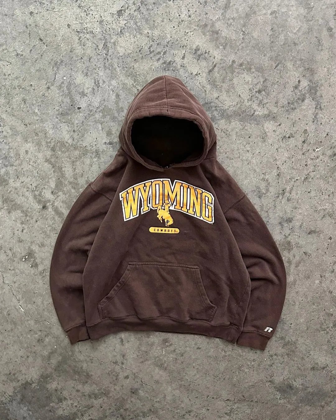 Design Russell Athletic Wyoming Cowboys Brown Hoodie - 8