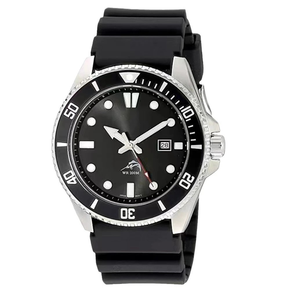 Design Dive Watch Black Rubber Strap Quartz Watch Watches