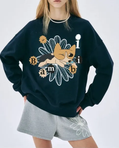 Design Bambi Corgi Graphic Hoodie Black - 16