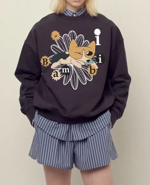 Design Bambi Corgi Graphic Hoodie Black - 20