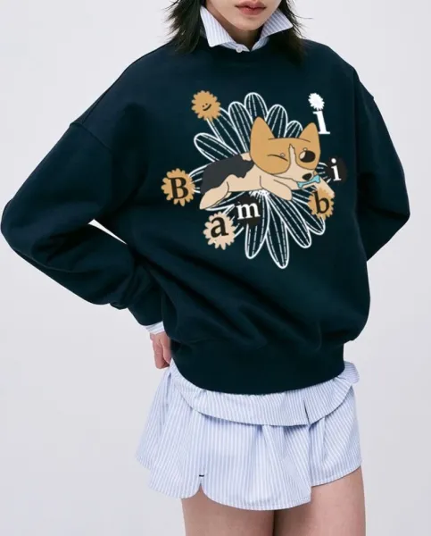 Design Bambi Corgi Graphic Hoodie Black - 21