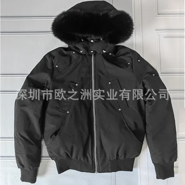 Design Parka Jacket with Faux Fur Hood Black Outerwear - 1