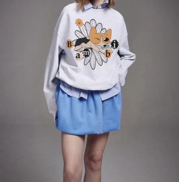 Design Bambi Corgi Graphic Hoodie Black - 10