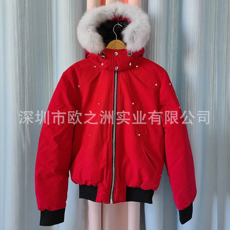 Design Parka Jacket Red with Fur Trim Hood - 1