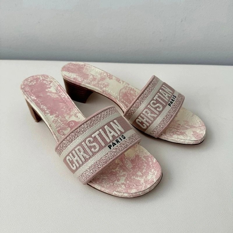 Dior Sandals Logo Strap Slide — Animal powder coarse heel