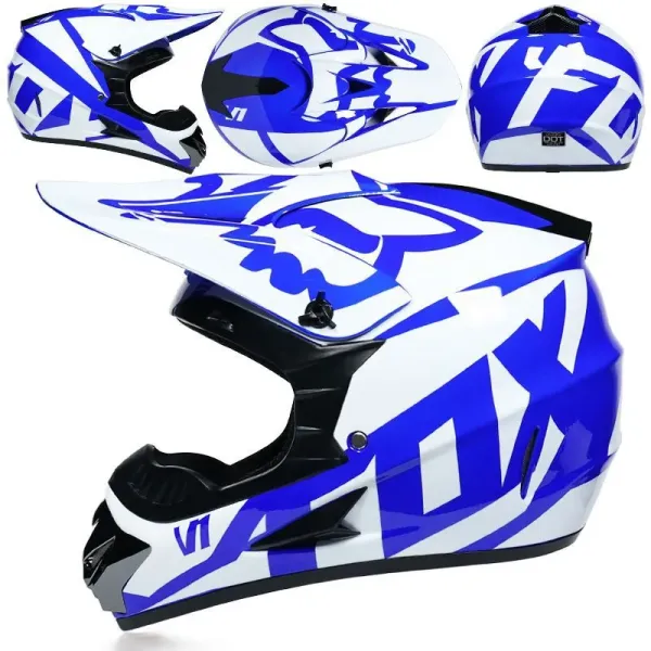 Design Fox V1 Helmet Blue White Motocross Helmet Accessories - 1