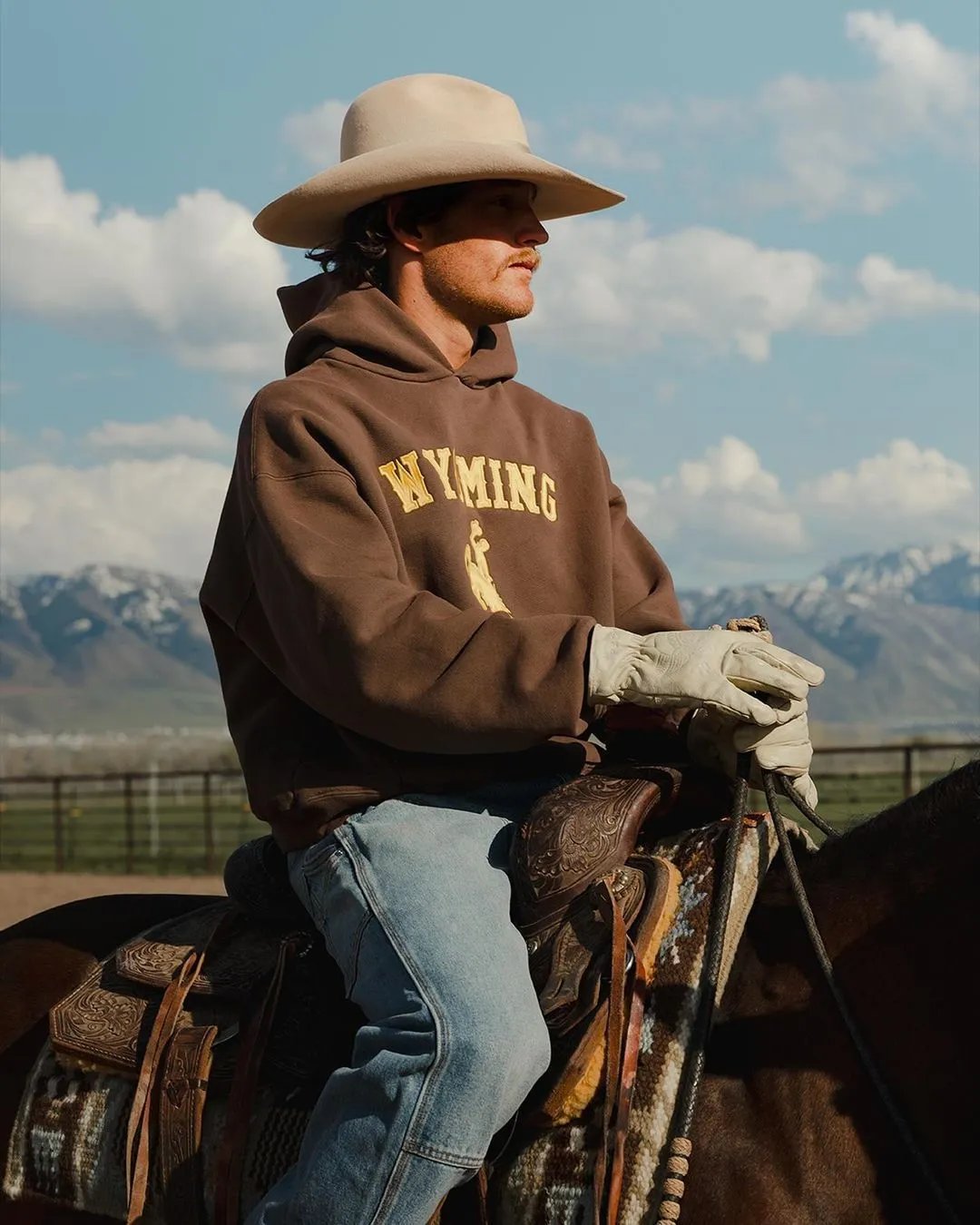 Design Russell Athletic Wyoming Cowboys Brown Hoodie - 3