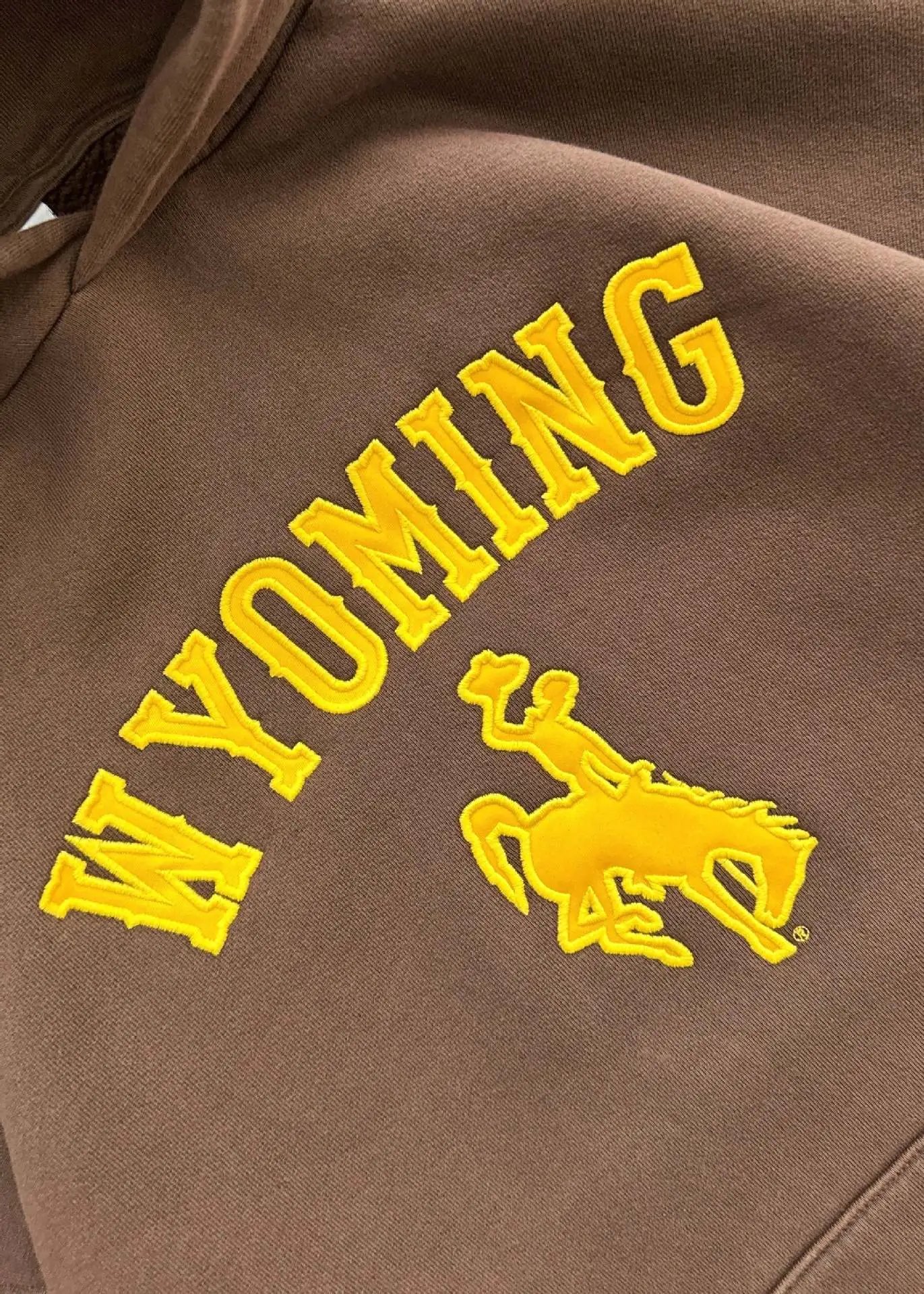 Design Russell Athletic Wyoming Cowboys Brown Hoodie - 14