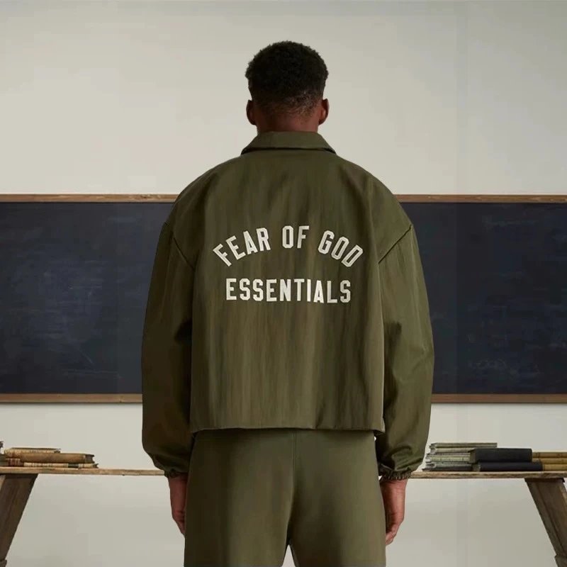 Fear of God Essentials Coach Jacket Windbreaker Olive