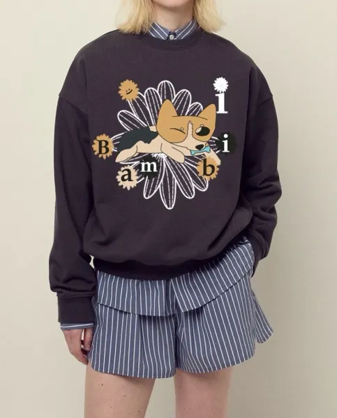 Design Bambi Corgi Graphic Hoodie Black - 1