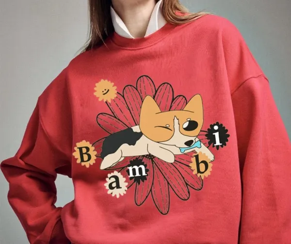 Design Bambi Corgi Graphic Hoodie Black - 13