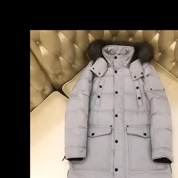 Moncler Down Jacket Light Gray with Fur Trim Parka - 1