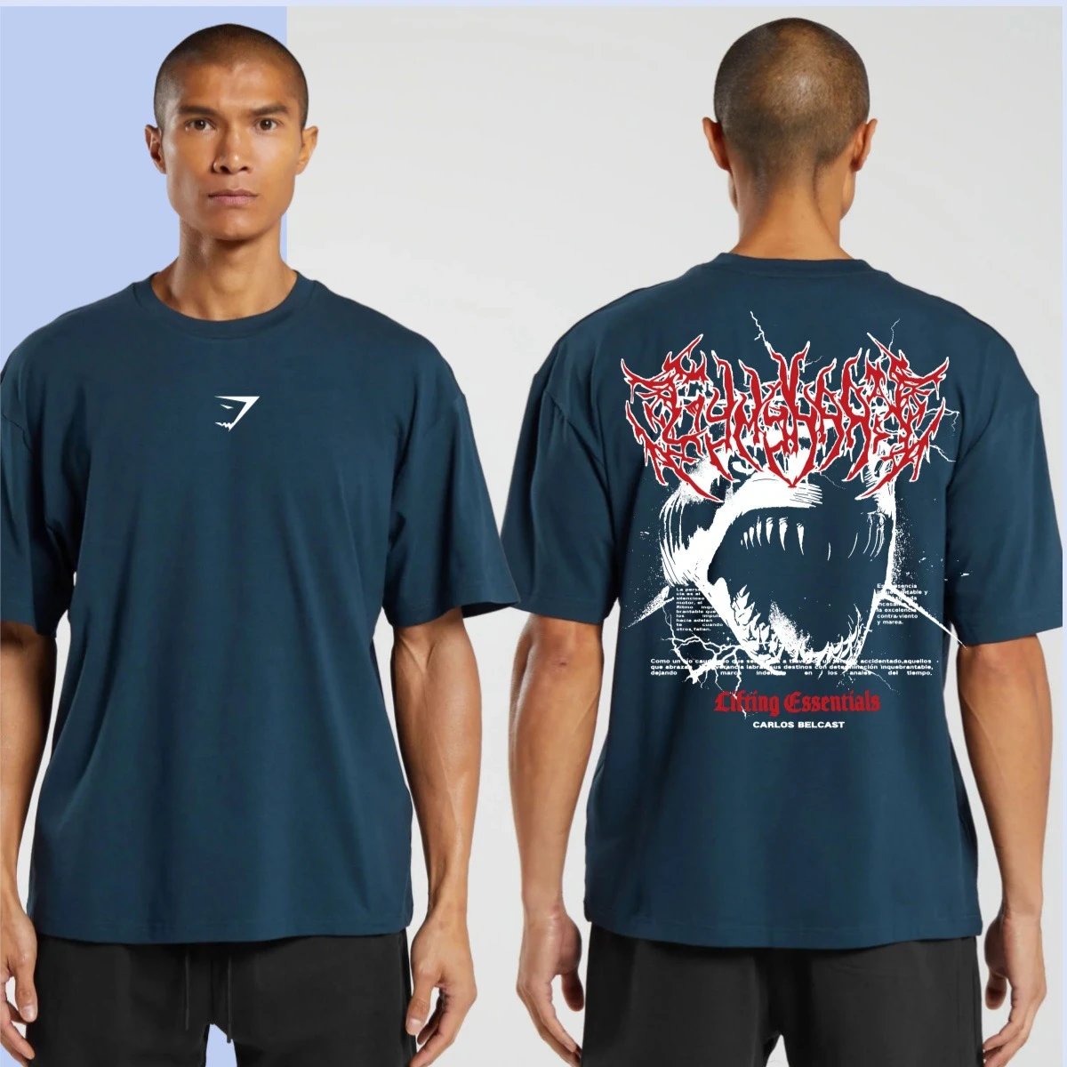 Gymshark Carlos Belcast Lifting Essentials T-shirt Shark Graphic Teal