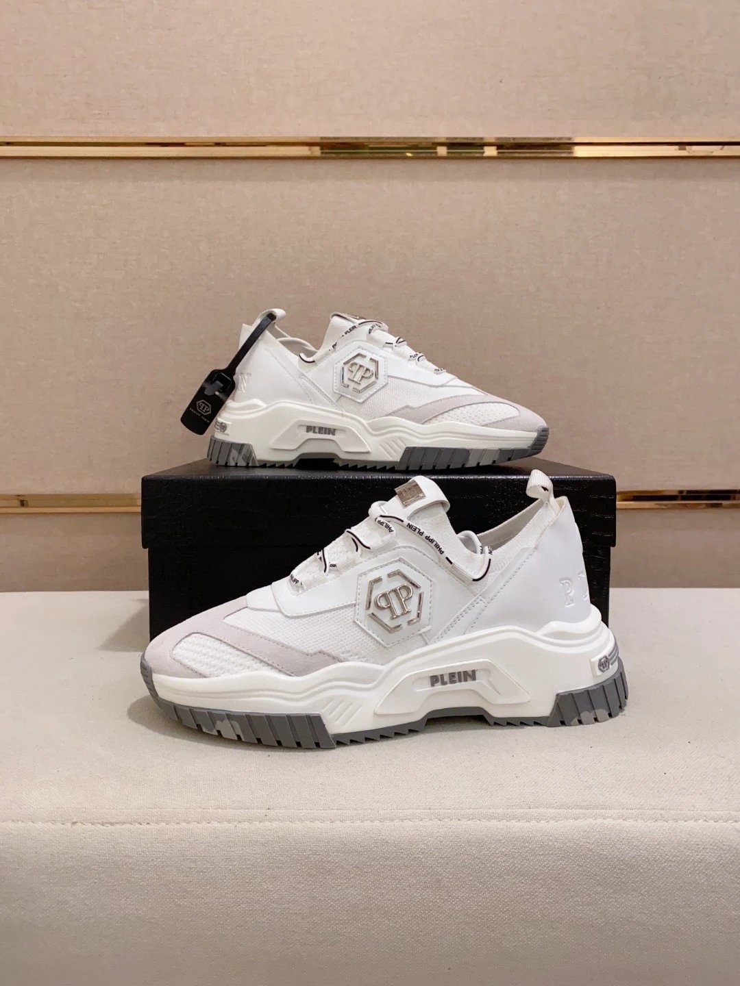 Philipp Plein PP Hexagon White Chunky Sneakers - 4