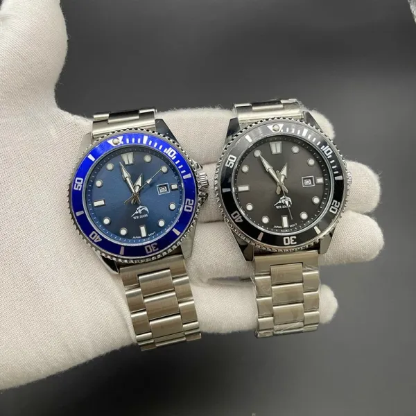Design WE Zoom Dive Watch Blue and Black Stainless Steel Quartz Watches - 1