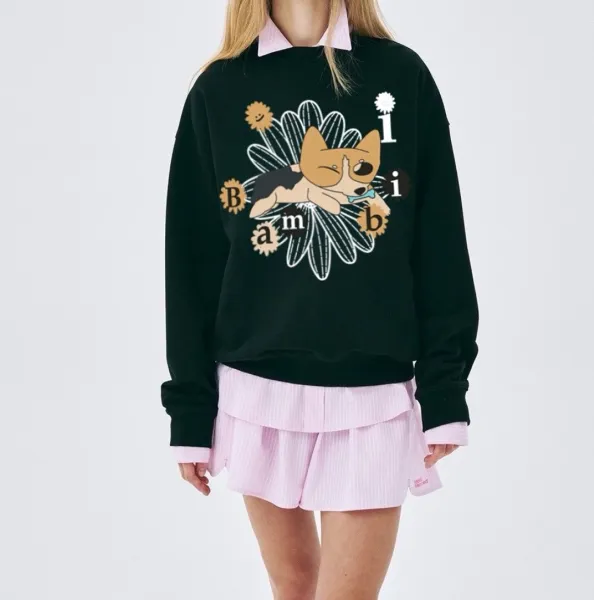 Design Bambi Corgi Graphic Hoodie Black - 11