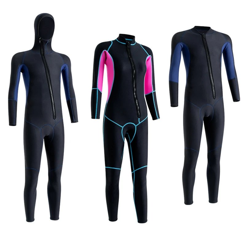 现货潜水服男3MM连帽保暖冬泳衣防寒湿式冲浪服浮潜连体潜水衣女 - 131159