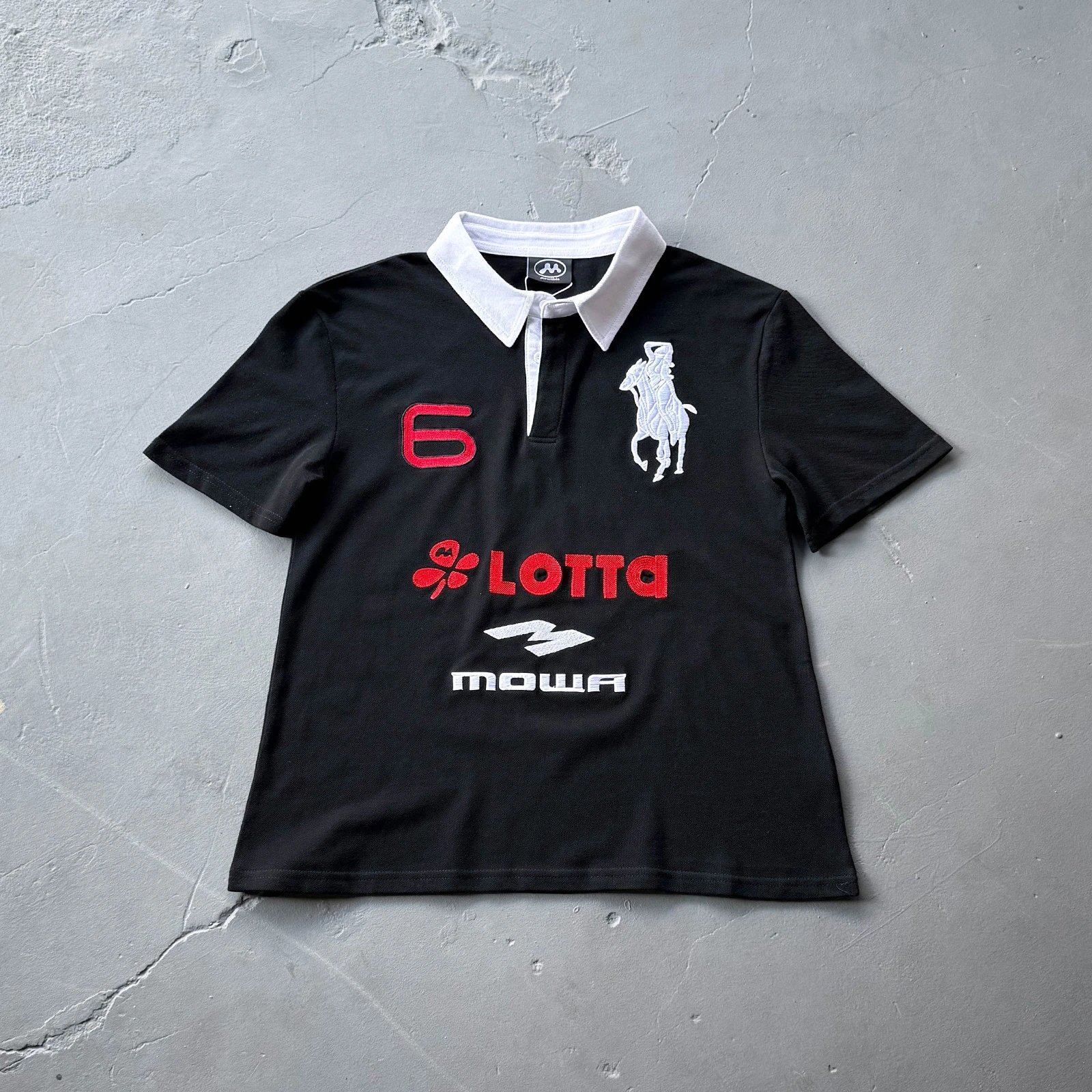 Mowalola ATL 天使战马刺绣修身Polo衫短袖T恤tee opium YVL风格 - 132222