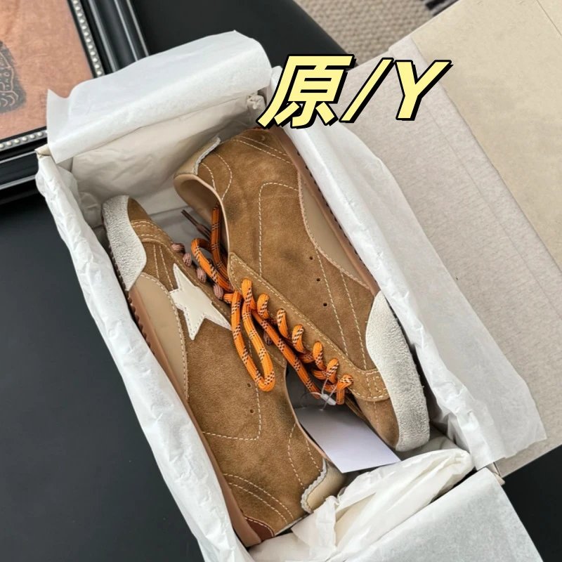 新款系带小脏鞋圆头复古板鞋韩系休闲百搭真皮做旧透气德训鞋女 - 131640
