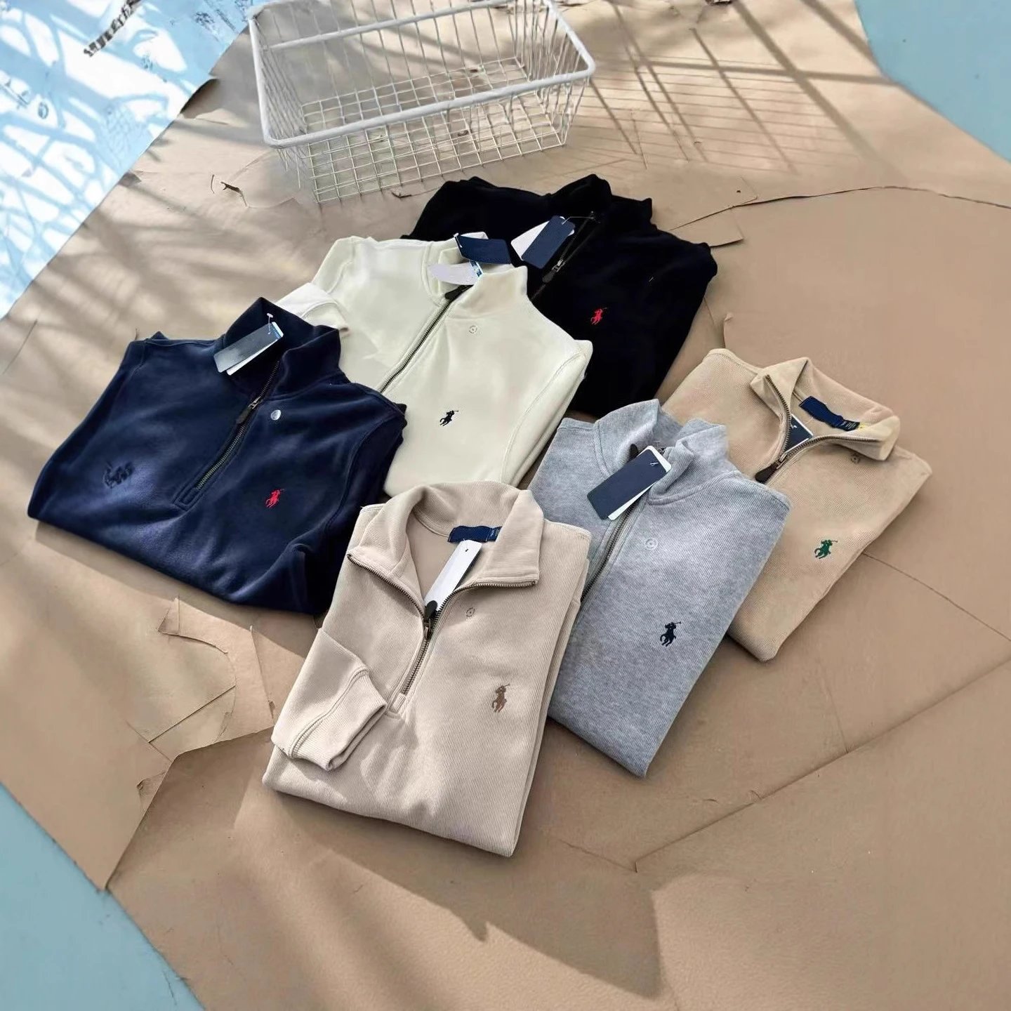 原标可扫码拉夫半拉链小马刺绣针织高领卫衣秋冬长袖男女同款上衣 - 131644