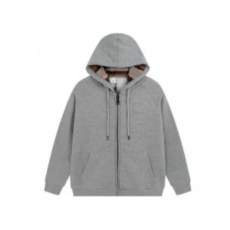 British style hooded men's jacket, spring and autumn men's and women's plus velvet hoodie, cardigan with complete zipper three labels