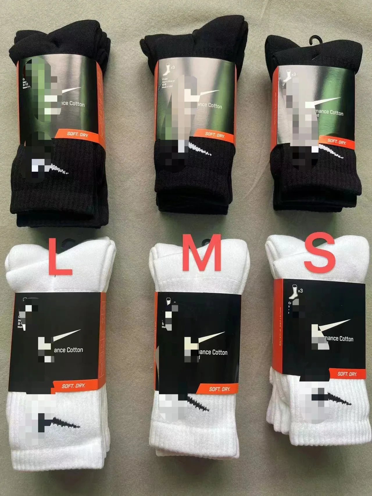 NK Towel socks, lot de trois, chaussettes hautes à semelle éponge