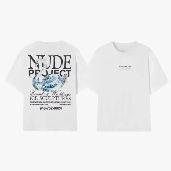 Design NUDE PROJECT Ice Swan Graphic T-Shirt White T-Shirts - 1