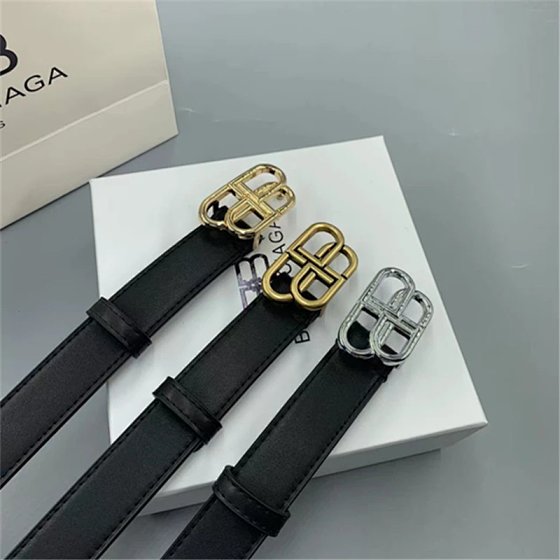 Balenciaga Style Women's Belt, Unisex Couple Retro Versatile Casual Double B Smooth Buckle Simple Personality Belt