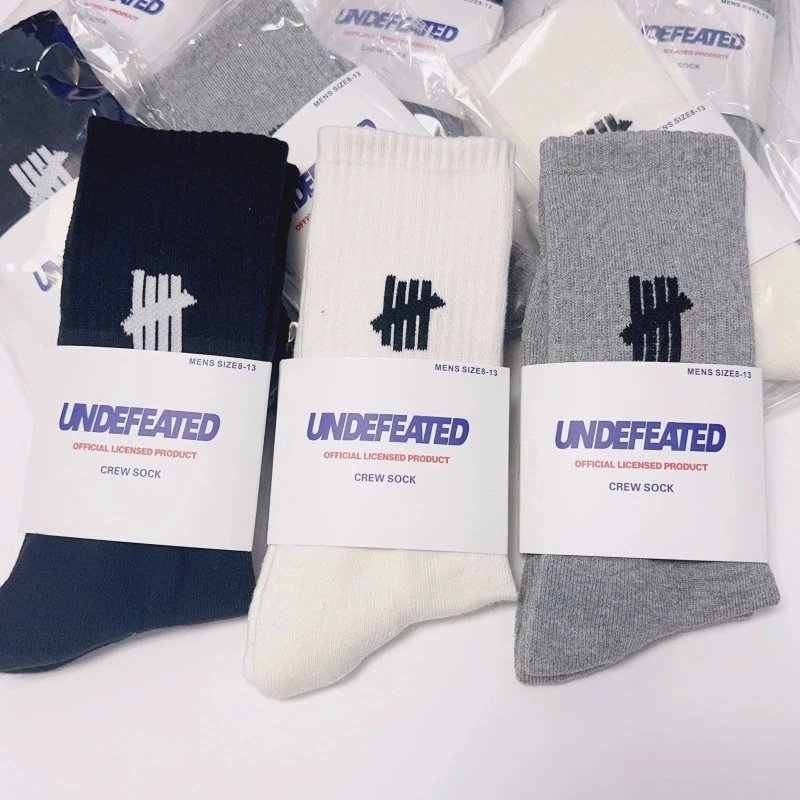 UNDEFEATED Five-way Bars Japanese and Korean Style Trendy Brand Pure Cotton Towel Bottom Thickened Mid-height Sports Running Socks