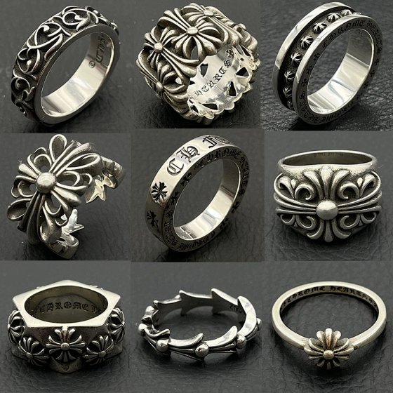 Croix Retro Eternal Heart Ring - Graveyard Iris Flower Ring, Scout Flower, Cross Flower Vine Classic Style
