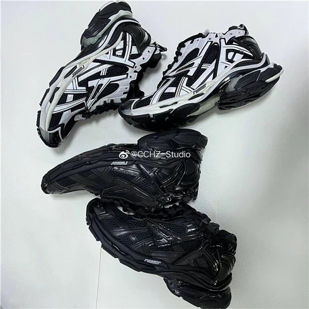 Balenciaga New Runner Distressed Paneled Black/White/Red/Blue Sneakers