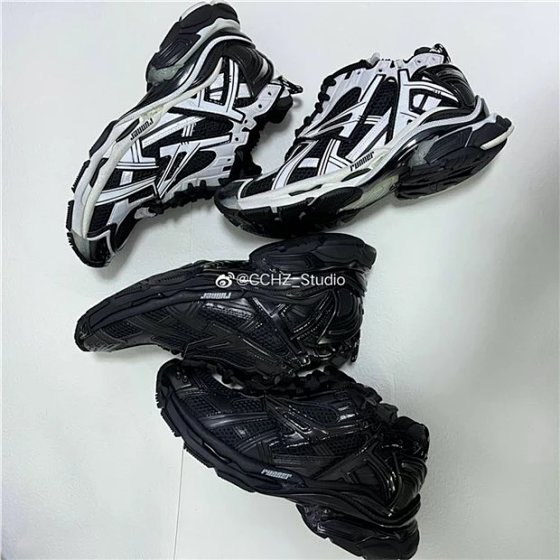 Balenciaga New Runner Distressed Paneled Black/White/Red/Blue Sneakers