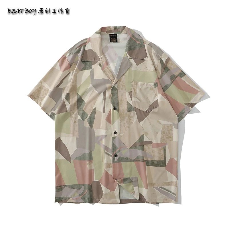 Design BEATBOY Abstract Print Short-Sleeve Shirt Multicolor Shirt - 42