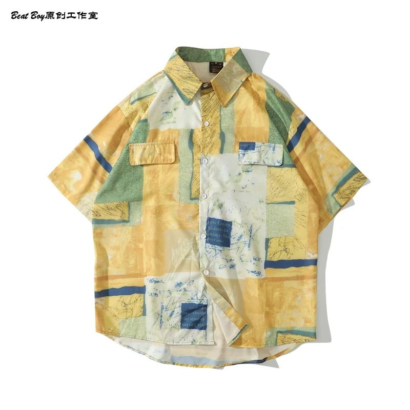 Design BEATBOY Abstract Print Short-Sleeve Shirt Multicolor Shirt - 61