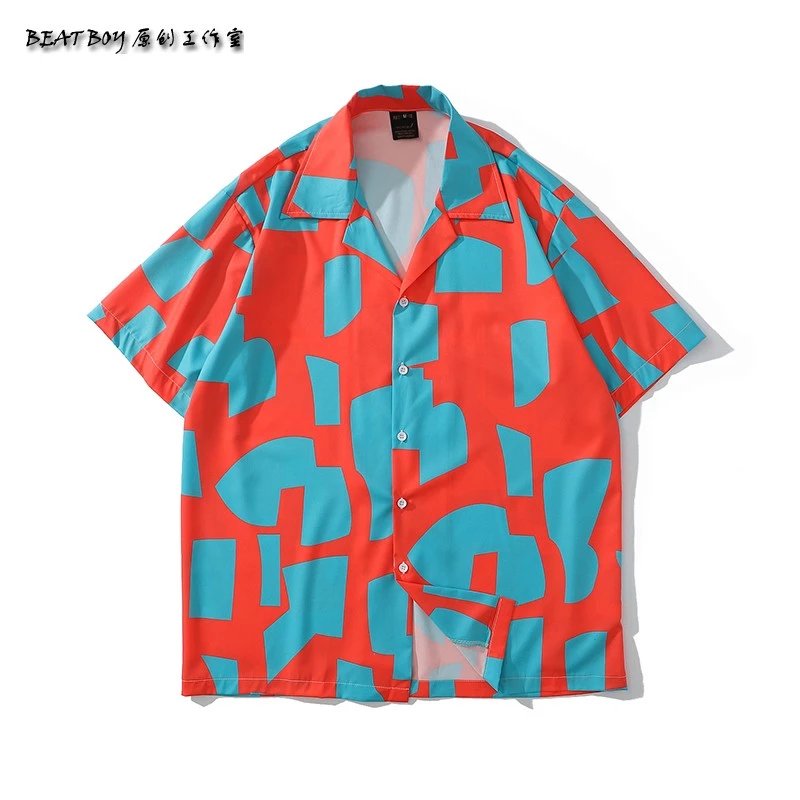 Design BEATBOY Abstract Print Short-Sleeve Shirt Multicolor Shirt - 44