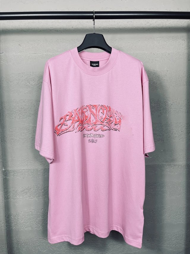 Balenciaga Black Logo Cotton Unisex Loose T-Shirt