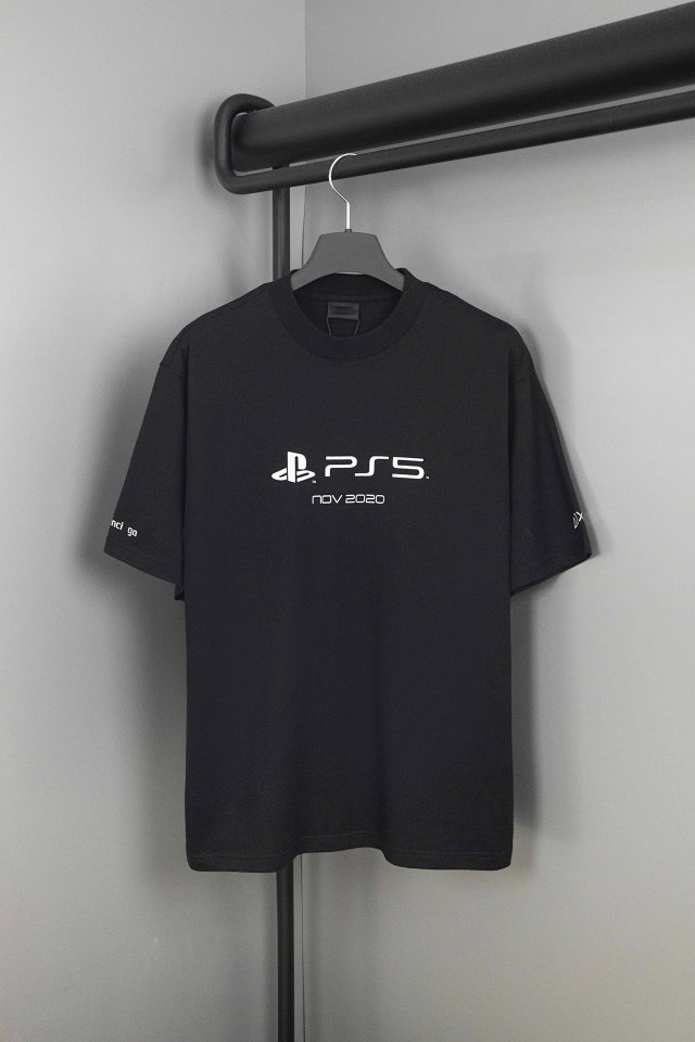 Balenciaga Black T-shirt with white lettering Oversized Cotton T-Shirt
