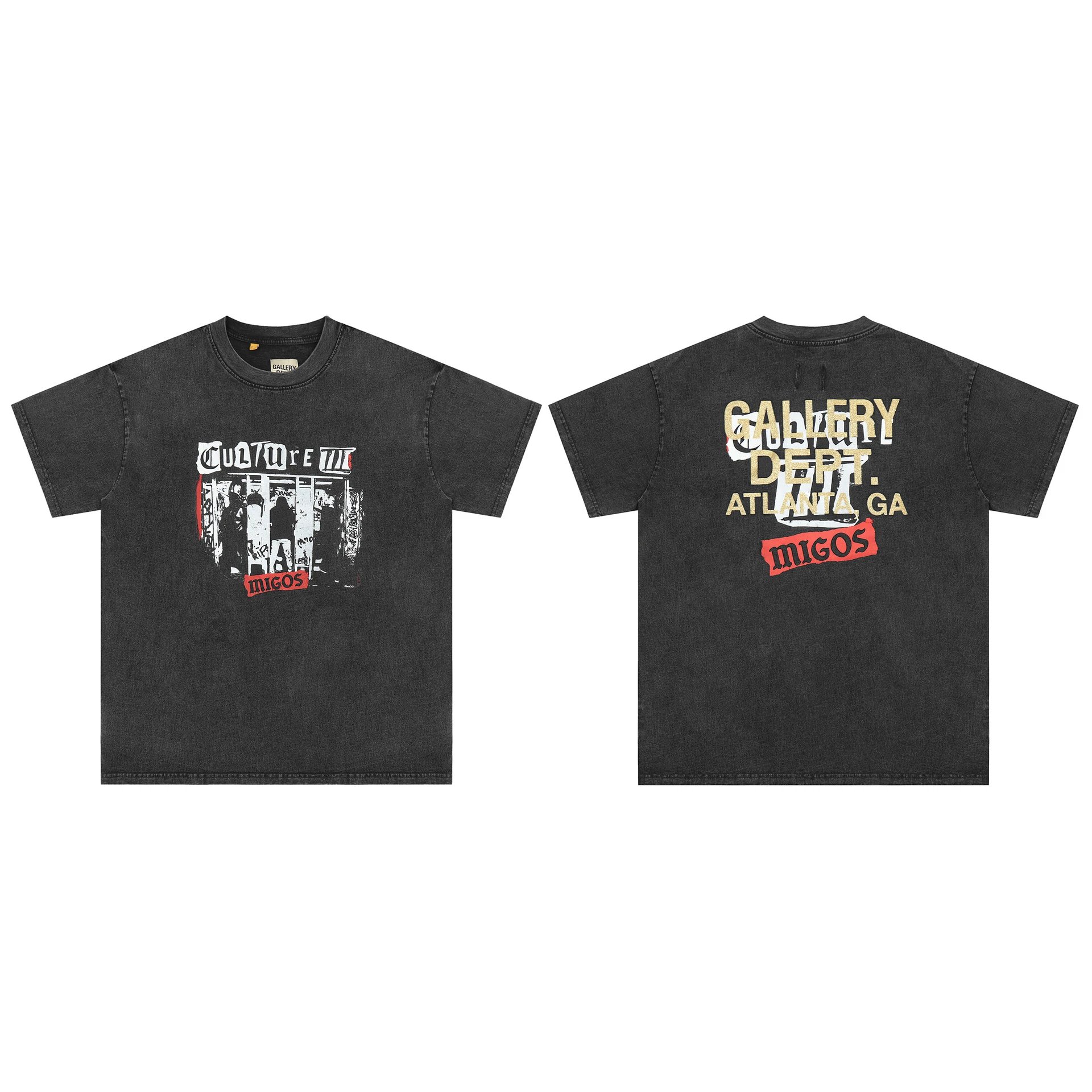 Gallery Dept I Am Sad I Miss My Friends Black Acid Wash T-Shirt - 33