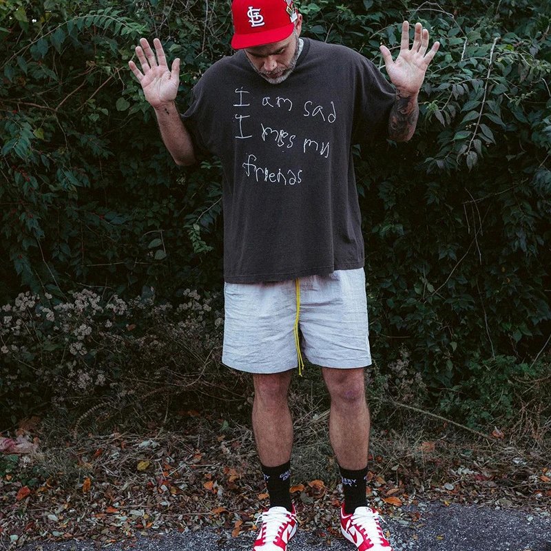 Gallery Dept I Am Sad I Miss My Friends Black Acid Wash T-Shirt - 59