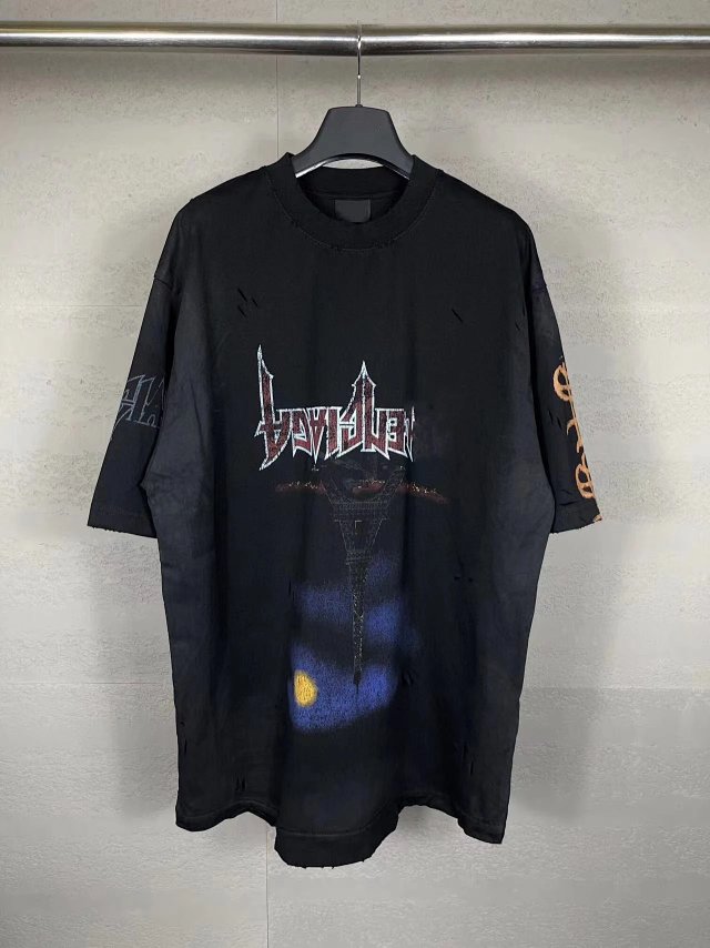 Balenciaga Black Cotton Logo Unisex T-Shirt