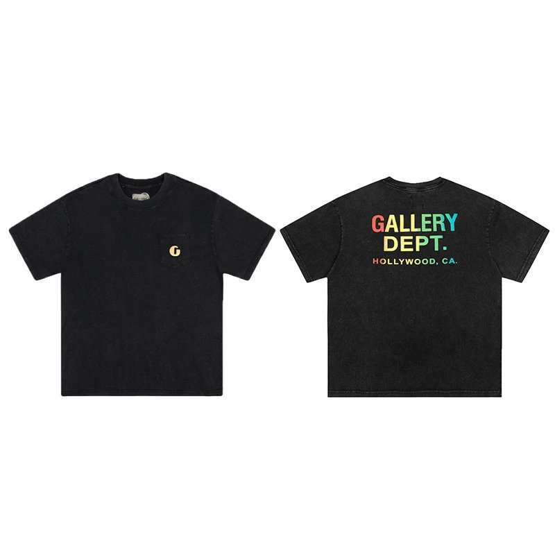 Gallery Dept I Am Sad I Miss My Friends Black Acid Wash T-Shirt - 31