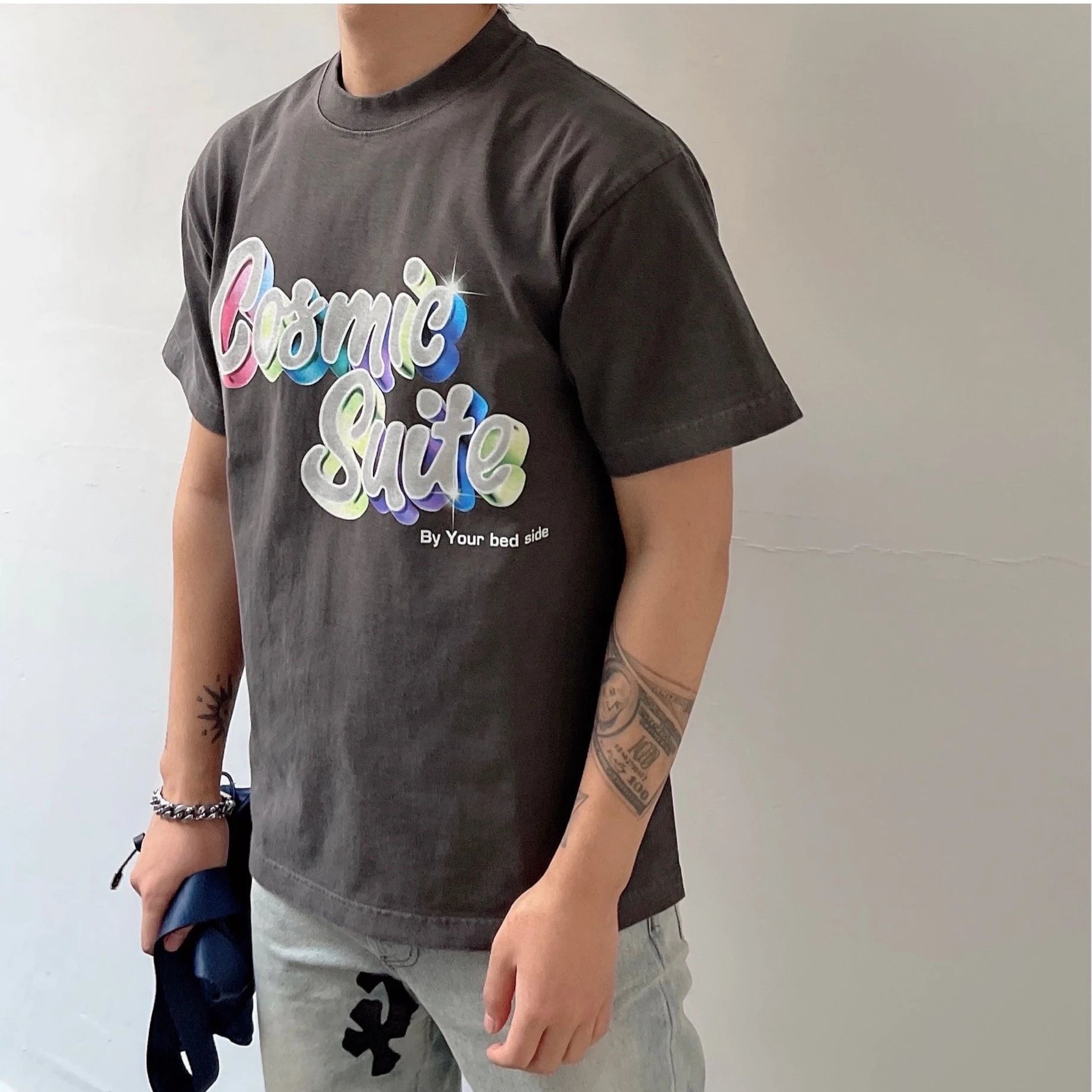 Gallery Dept I Am Sad I Miss My Friends Black Acid Wash T-Shirt - 57