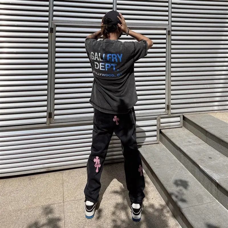 Gallery Dept I Am Sad I Miss My Friends Black Acid Wash T-Shirt - 40