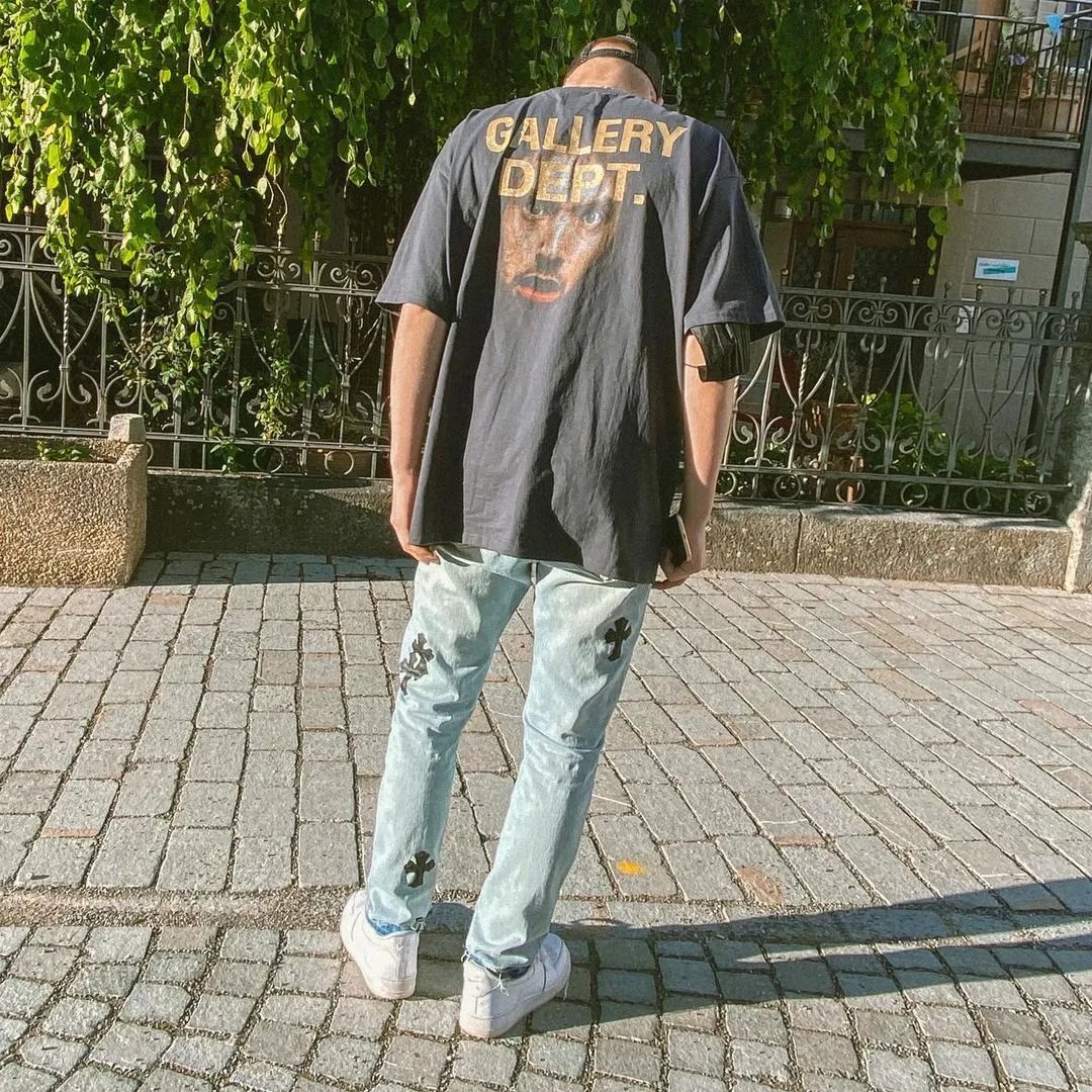 Gallery Dept I Am Sad I Miss My Friends Black Acid Wash T-Shirt - 52