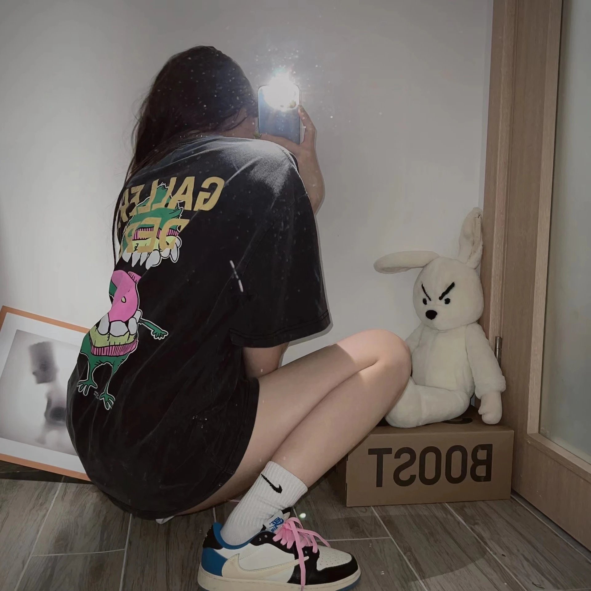Gallery Dept I Am Sad I Miss My Friends Black Acid Wash T-Shirt - 56