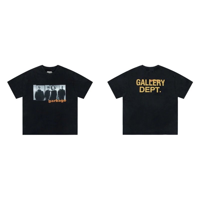 Gallery Dept I Am Sad I Miss My Friends Black Acid Wash T-Shirt - 20