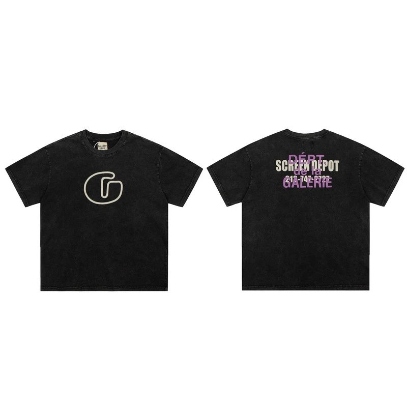 Gallery Dept I Am Sad I Miss My Friends Black Acid Wash T-Shirt - 29