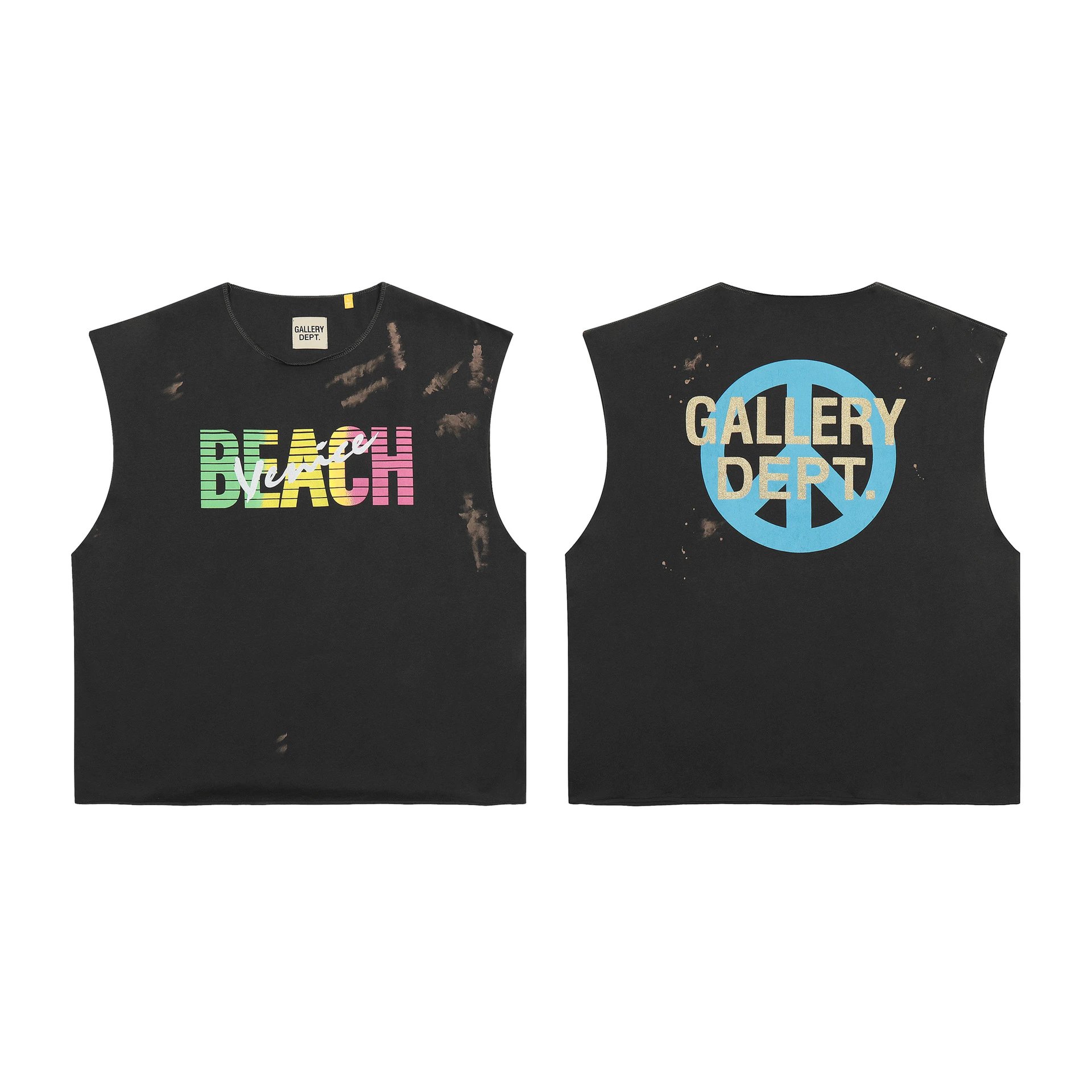 Gallery Dept I Am Sad I Miss My Friends Black Acid Wash T-Shirt - 34
